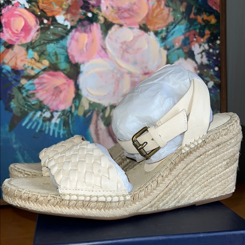 Cream Woven Wedge Sandals BRAND NEW!!!